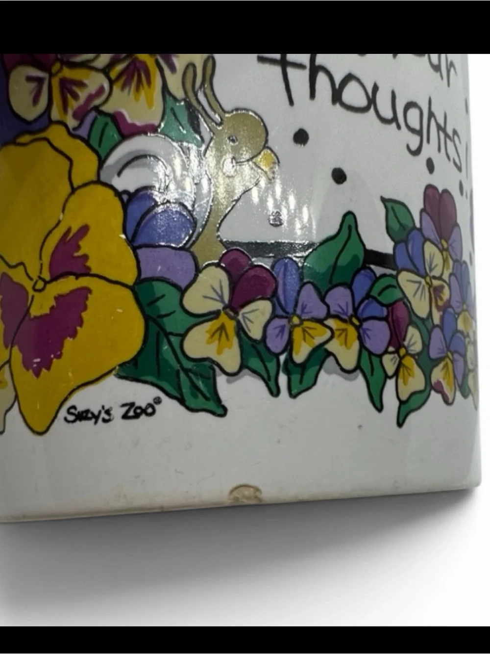 Vintage Suzie’s Zoo “A Pansy for Your Thoughts” Coffee Mug